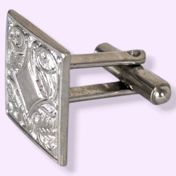 (2/$20) Vintage SINGLE Swirly Square Cufflink - Picture 2 of 5